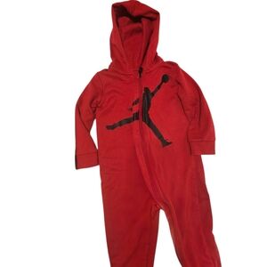 Jordan Red Kids Footie with Black Logo